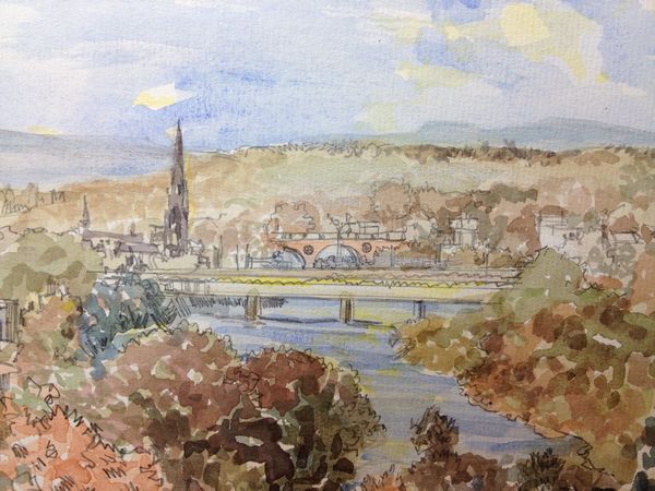 Frank Watson - Perth in Autumn from Friarton - A4 Hand Finished Print