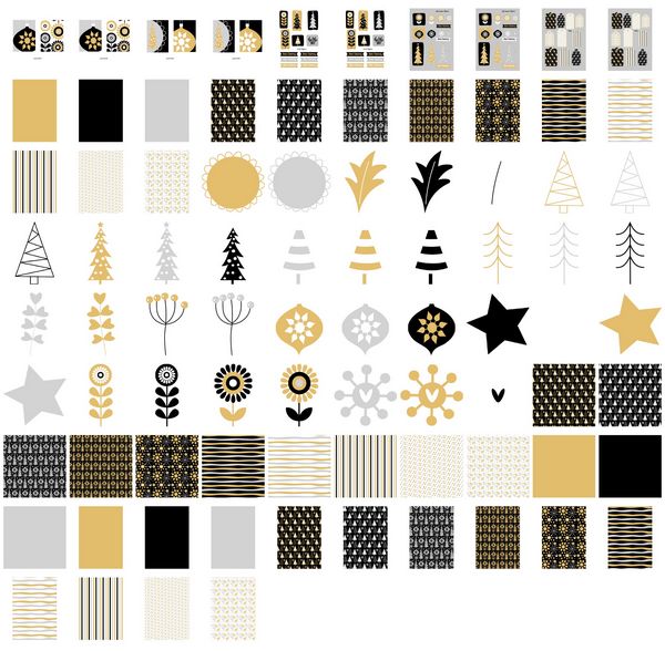 Set 04 Stunning Christmas Creations - <b>Christmas Black and Gold</b> - 84 Pages to Download