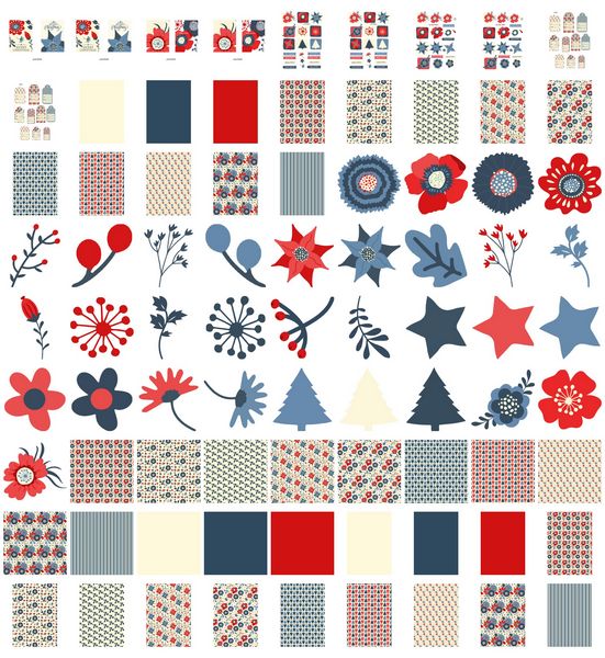 Set 07 Stunning Christmas Creations - <b>Christmas Retro Florals</b> - 83 Pages to Download